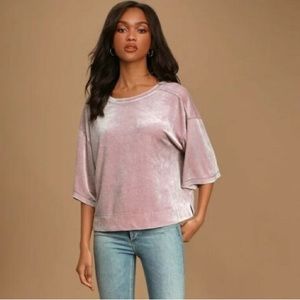 Free People We the Free Valerie Velvet Mauve Oversized Short Sleeve Size Small